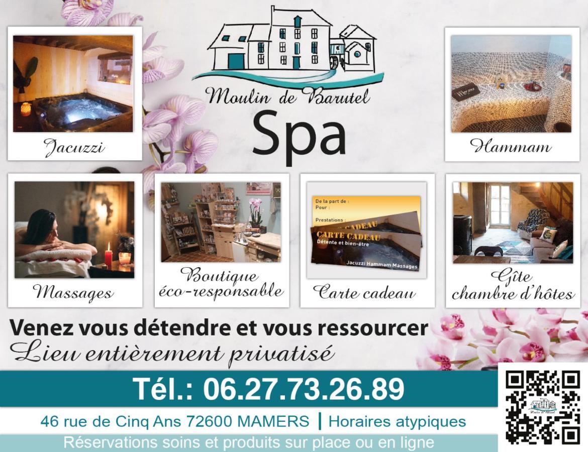 Gite Du Moulin De Barutel Mamers,Avec Spa Et Hammam Sur Reservation Payant Kültér fotó